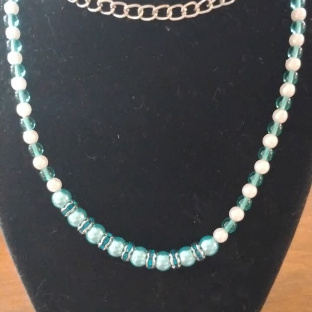 Elegant Blue and Silver Beaded Necklace